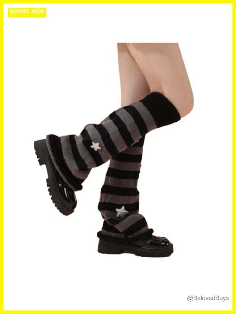 Knitted Leg Warmers Acrylic Knee High Star Pattern Goth Punk Y2K Cosplay